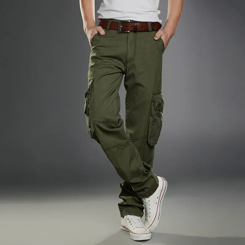 Winter Fleece Warm Tactical Pants Zip Cotton Trousers Loose Army Green Cargo Pants Men Casual Plus Thicken Tooling Pants Size 40