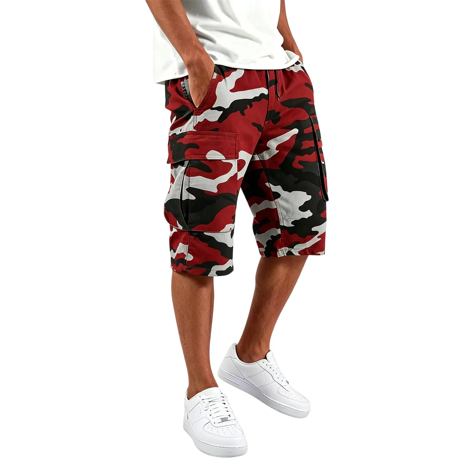 Men's camouflage shorts, men's camouflage work clothes, loose, casual, outdoor sports half-pants casual and comfortable shorts