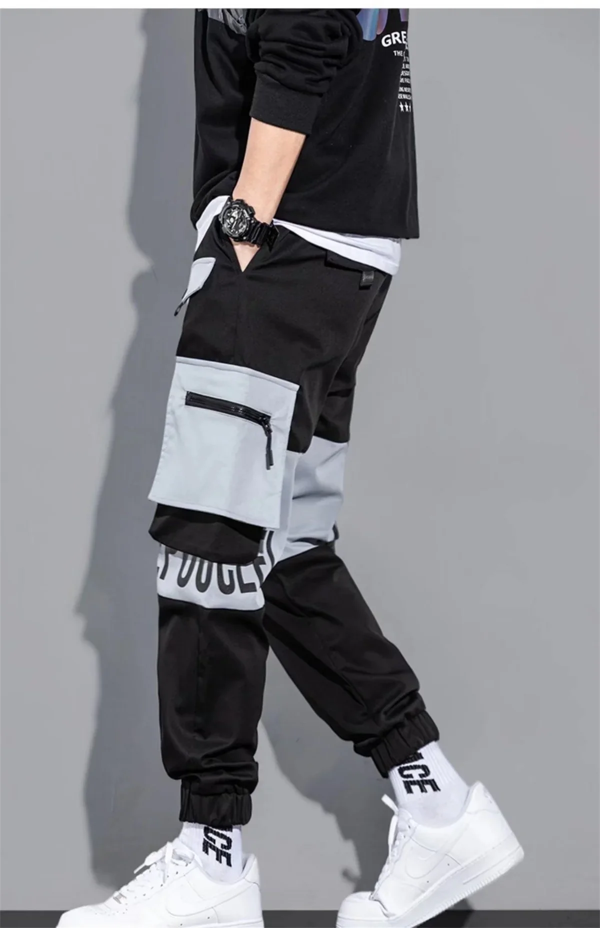 Outdoor Casual Pants Men's wear-resistant loose-fitting straight-leg multi-pocket overalls men's student hip hop trousers men