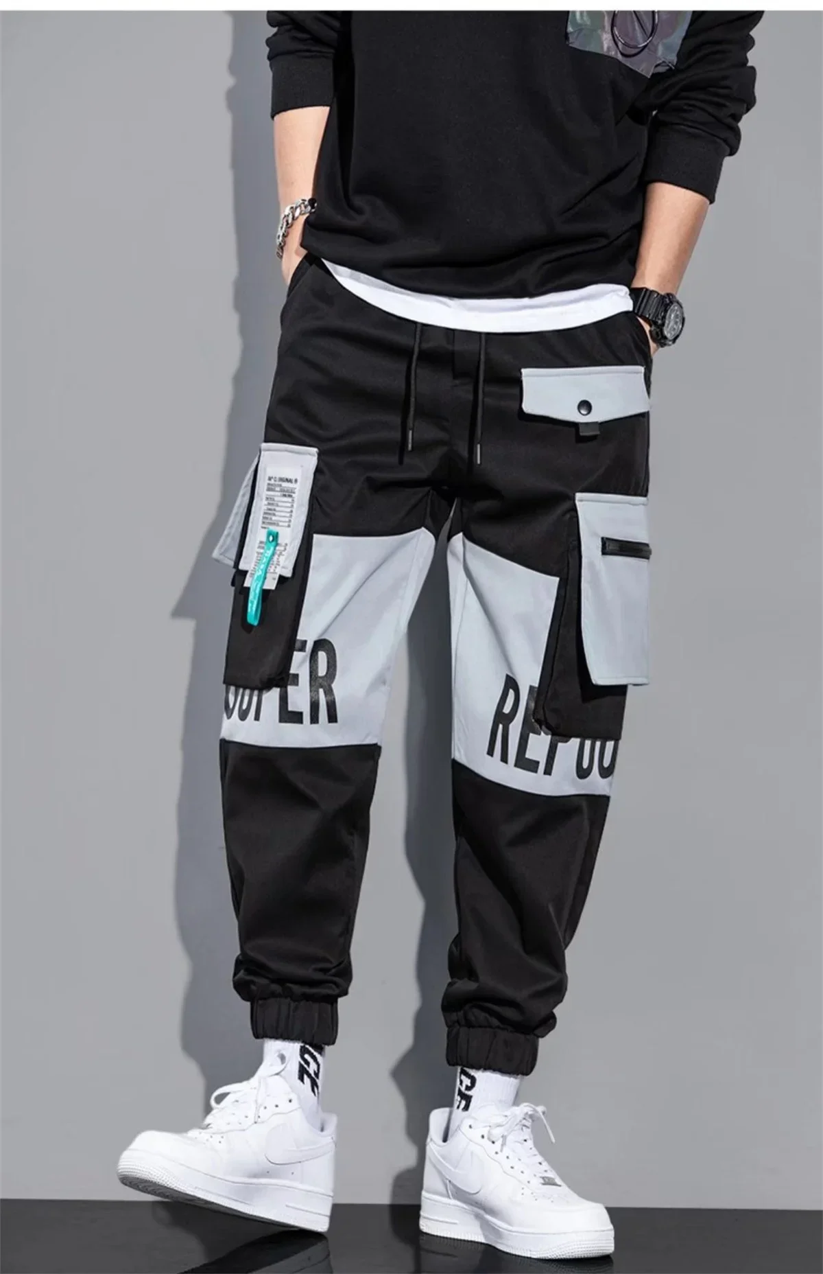 Outdoor Casual Pants Men's wear-resistant loose-fitting straight-leg multi-pocket overalls men's student hip hop trousers men