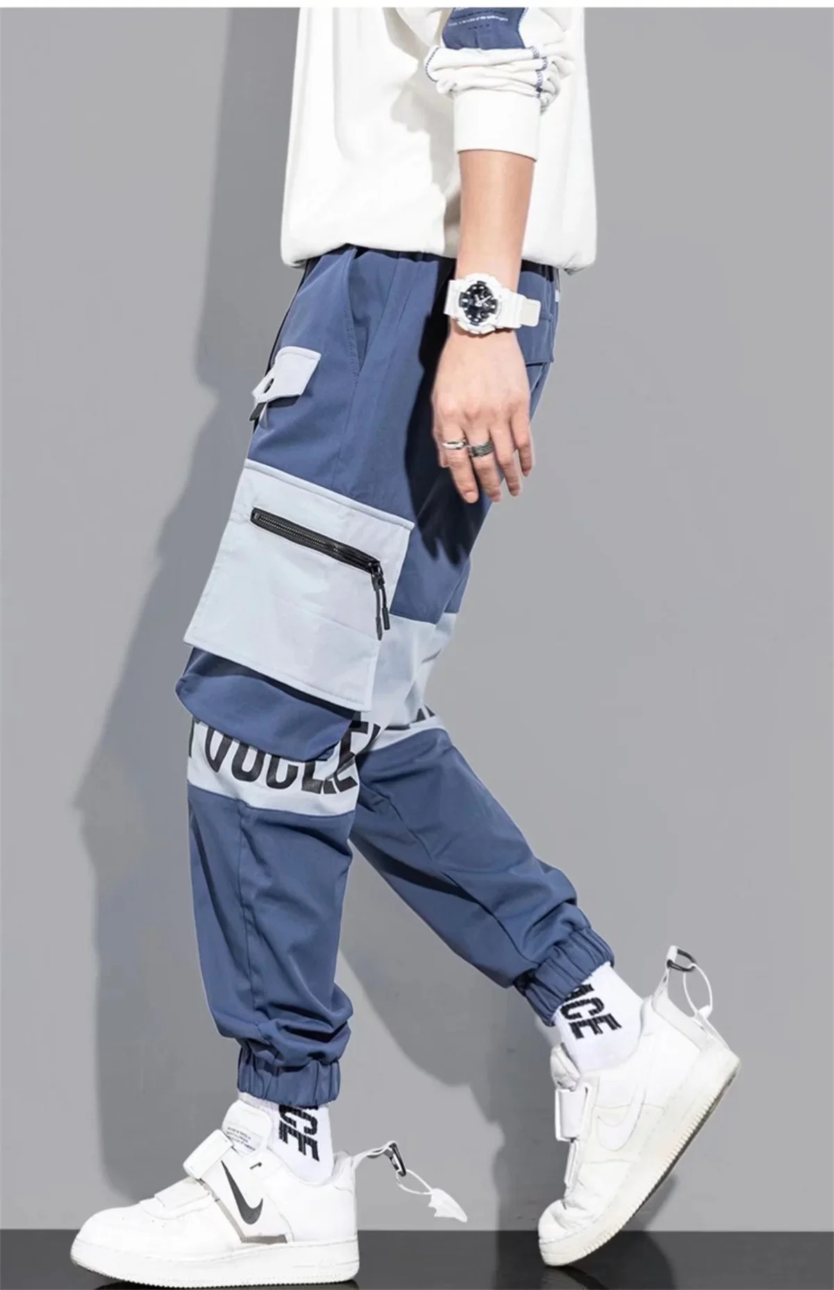 Outdoor Casual Pants Men's wear-resistant loose-fitting straight-leg multi-pocket overalls men's student hip hop trousers men