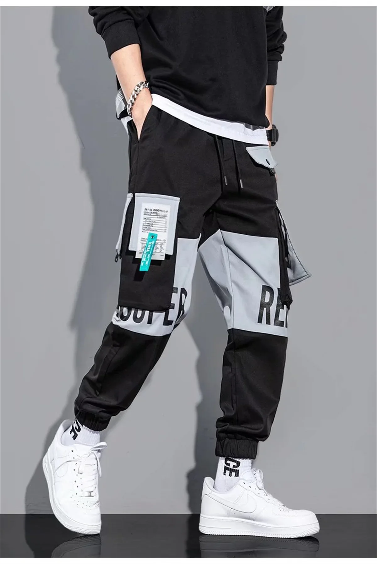 Outdoor Casual Pants Men's wear-resistant loose-fitting straight-leg multi-pocket overalls men's student hip hop trousers men