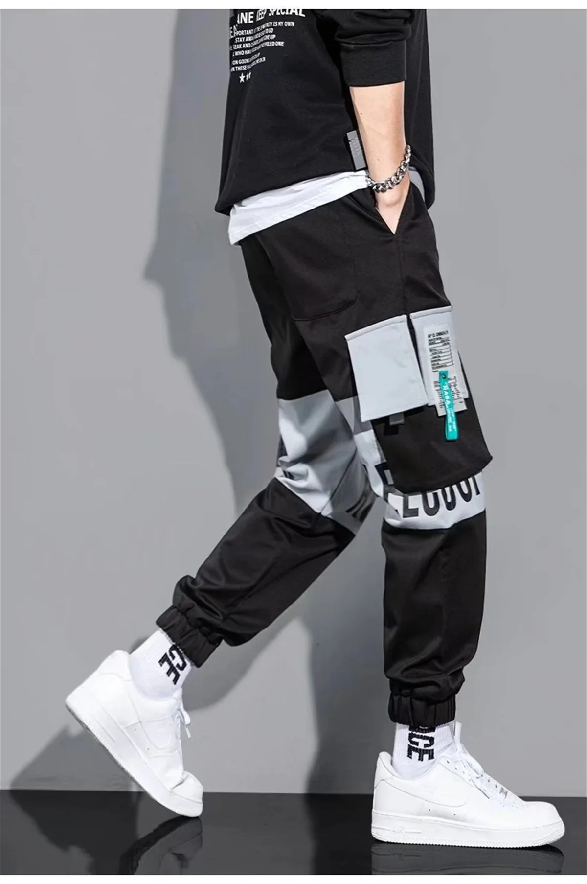 Outdoor Casual Pants Men's wear-resistant loose-fitting straight-leg multi-pocket overalls men's student hip hop trousers men