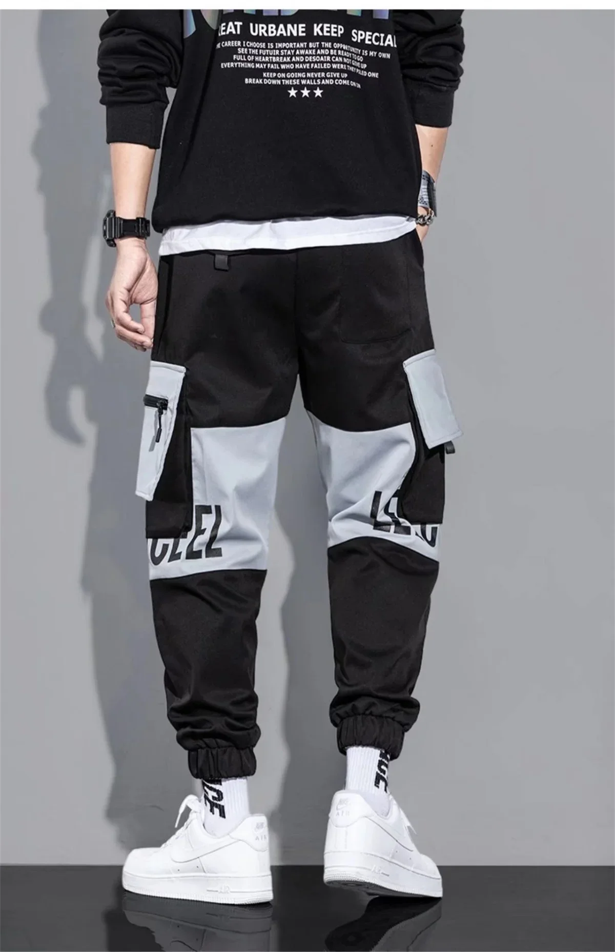 Outdoor Casual Pants Men's wear-resistant loose-fitting straight-leg multi-pocket overalls men's student hip hop trousers men
