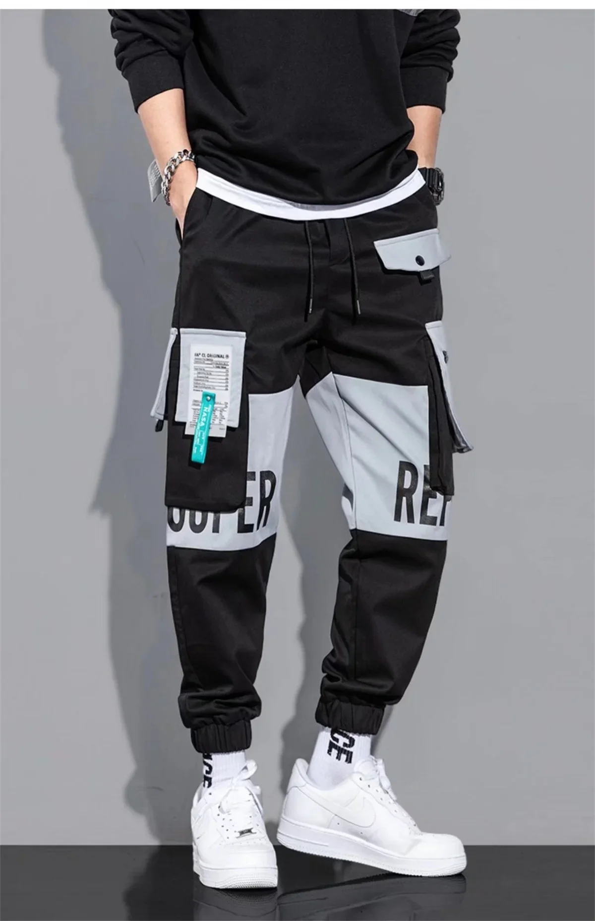 Outdoor Casual Pants Men's wear-resistant loose-fitting straight-leg multi-pocket overalls men's student hip hop trousers men