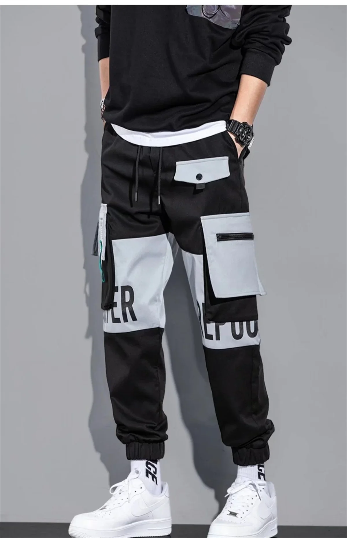 Outdoor Casual Pants Men's wear-resistant loose-fitting straight-leg multi-pocket overalls men's student hip hop trousers men