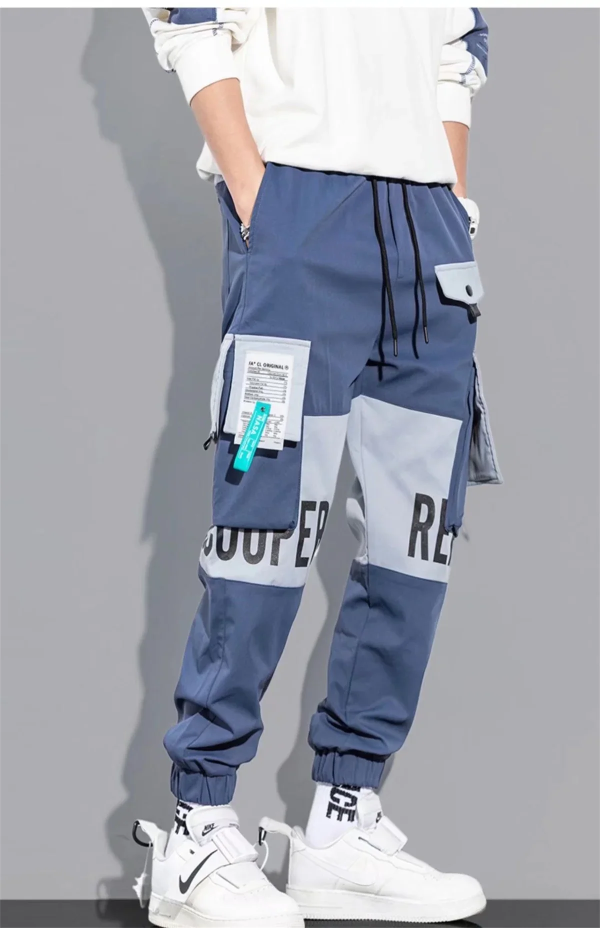 Outdoor Casual Pants Men's wear-resistant loose-fitting straight-leg multi-pocket overalls men's student hip hop trousers men