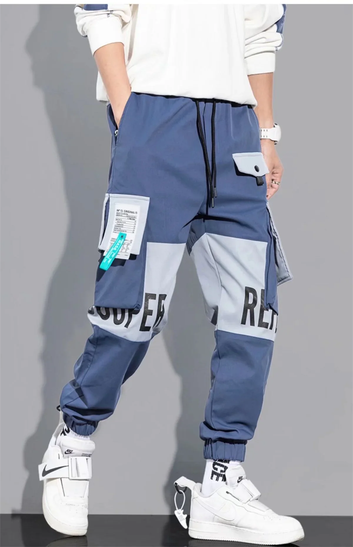 Outdoor Casual Pants Men's wear-resistant loose-fitting straight-leg multi-pocket overalls men's student hip hop trousers men