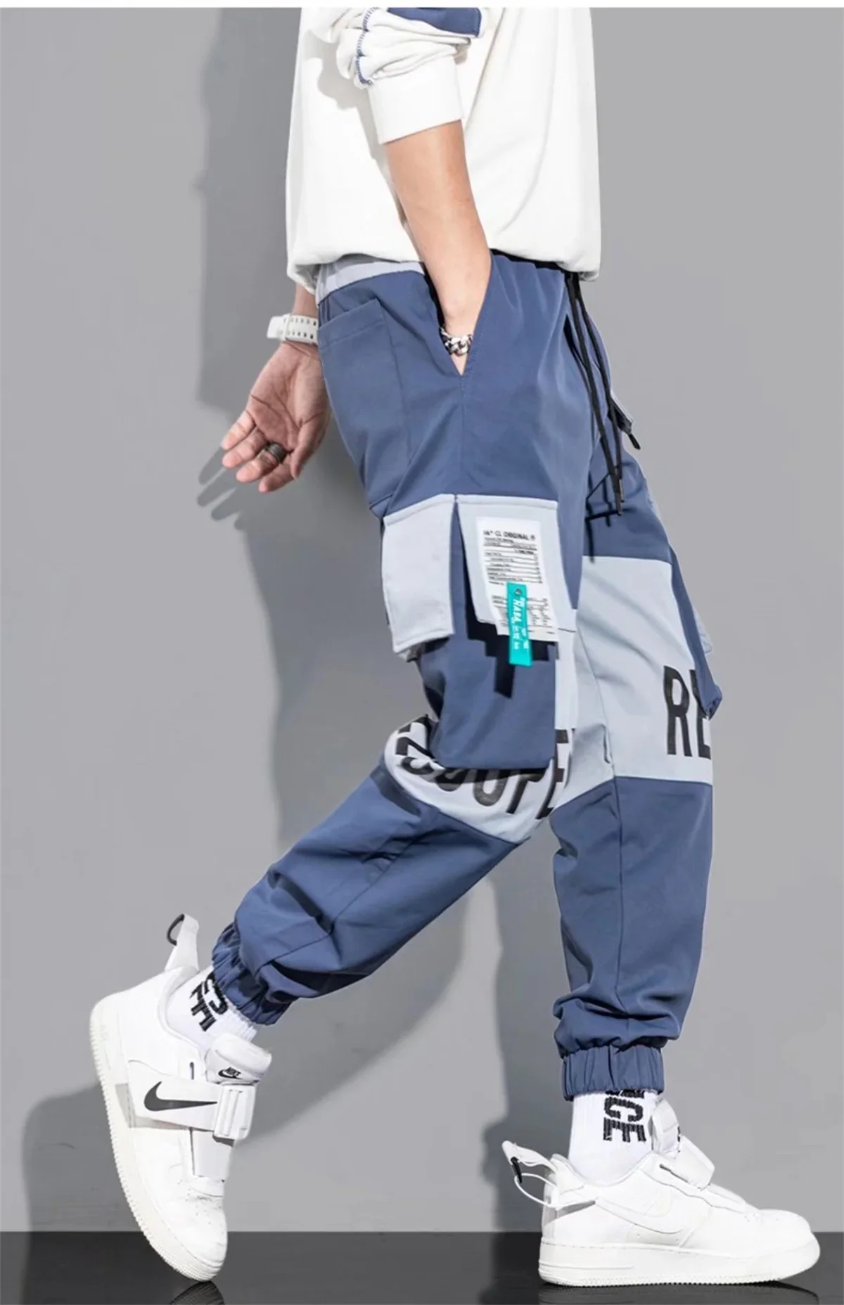 Outdoor Casual Pants Men's wear-resistant loose-fitting straight-leg multi-pocket overalls men's student hip hop trousers men