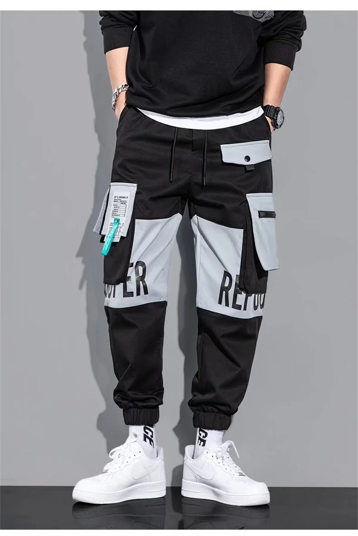 Outdoor Casual Pants Men's wear-resistant loose-fitting straight-leg multi-pocket overalls men's student hip hop trousers men