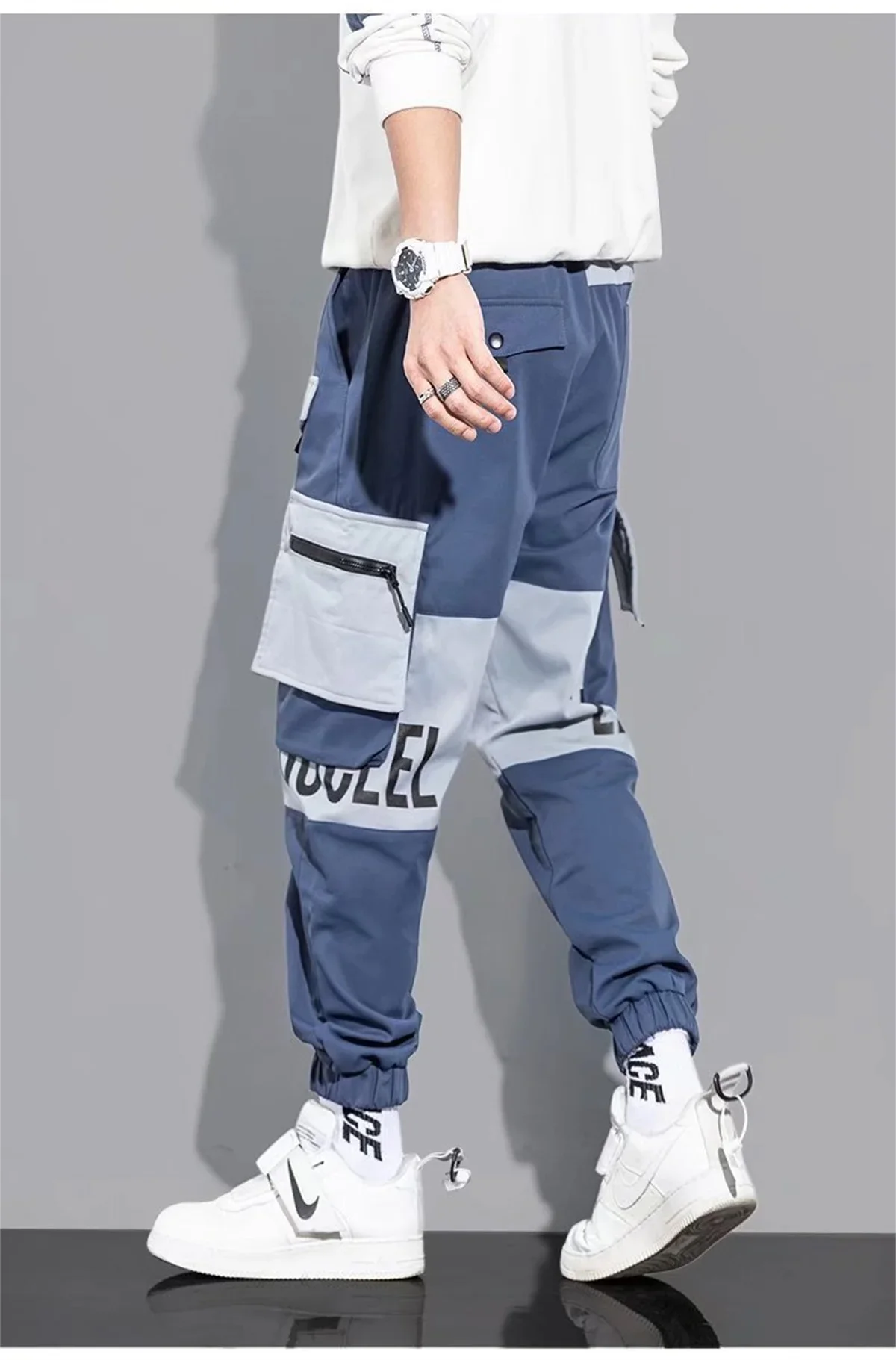 Outdoor Casual Pants Men's wear-resistant loose-fitting straight-leg multi-pocket overalls men's student hip hop trousers men