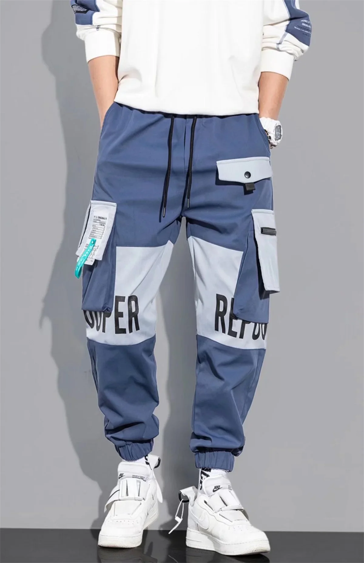 Outdoor Casual Pants Men's wear-resistant loose-fitting straight-leg multi-pocket overalls men's student hip hop trousers men