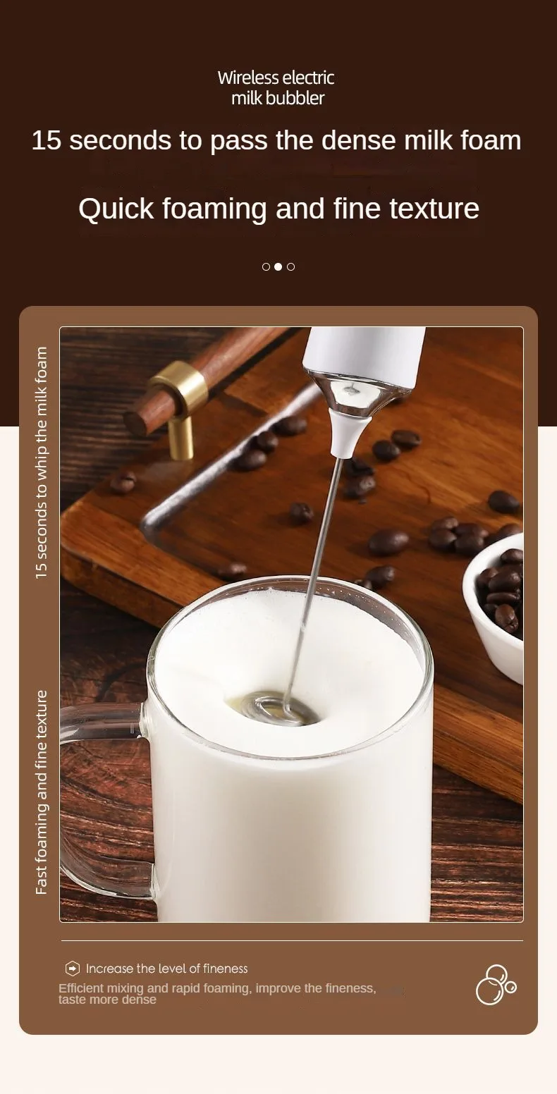 1 Electric Milk Frother, Dual Stick Rechargeable 3-Speed Handheld Egg Beater, Coffee Frother, Cream Blender, Travel Blender
