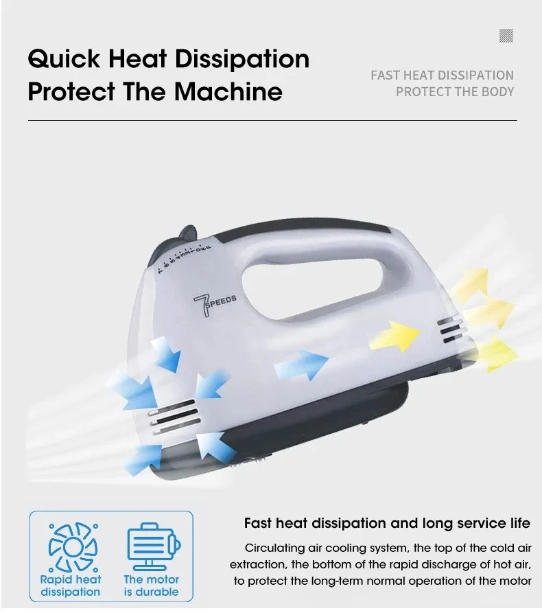7-Speed Electric Hand Mixer Automatic Blender for Cream, Egg, Cake, Dough - Versatile Kitchen Mixing Appliance Tool