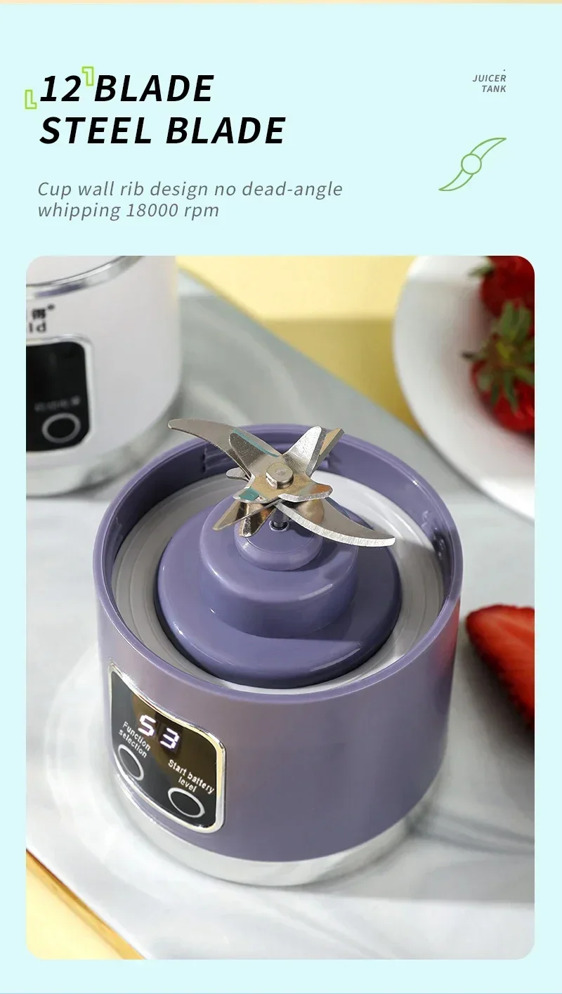 Blender Juicer Portable Electric Juicer 450ml 8 Blades Travel Juicer Machine Chargeable Shakes Smoothie Blenders Fresh Juice Cup