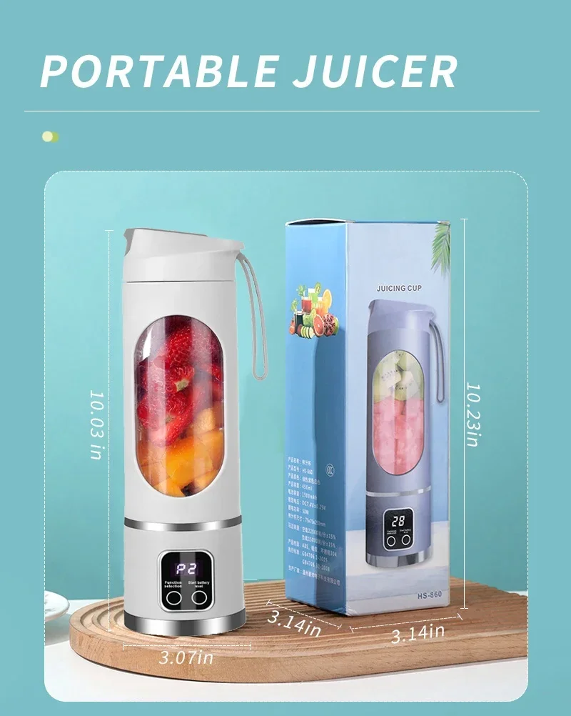 Blender Juicer Portable Electric Juicer 450ml 8 Blades Travel Juicer Machine Chargeable Shakes Smoothie Blenders Fresh Juice Cup