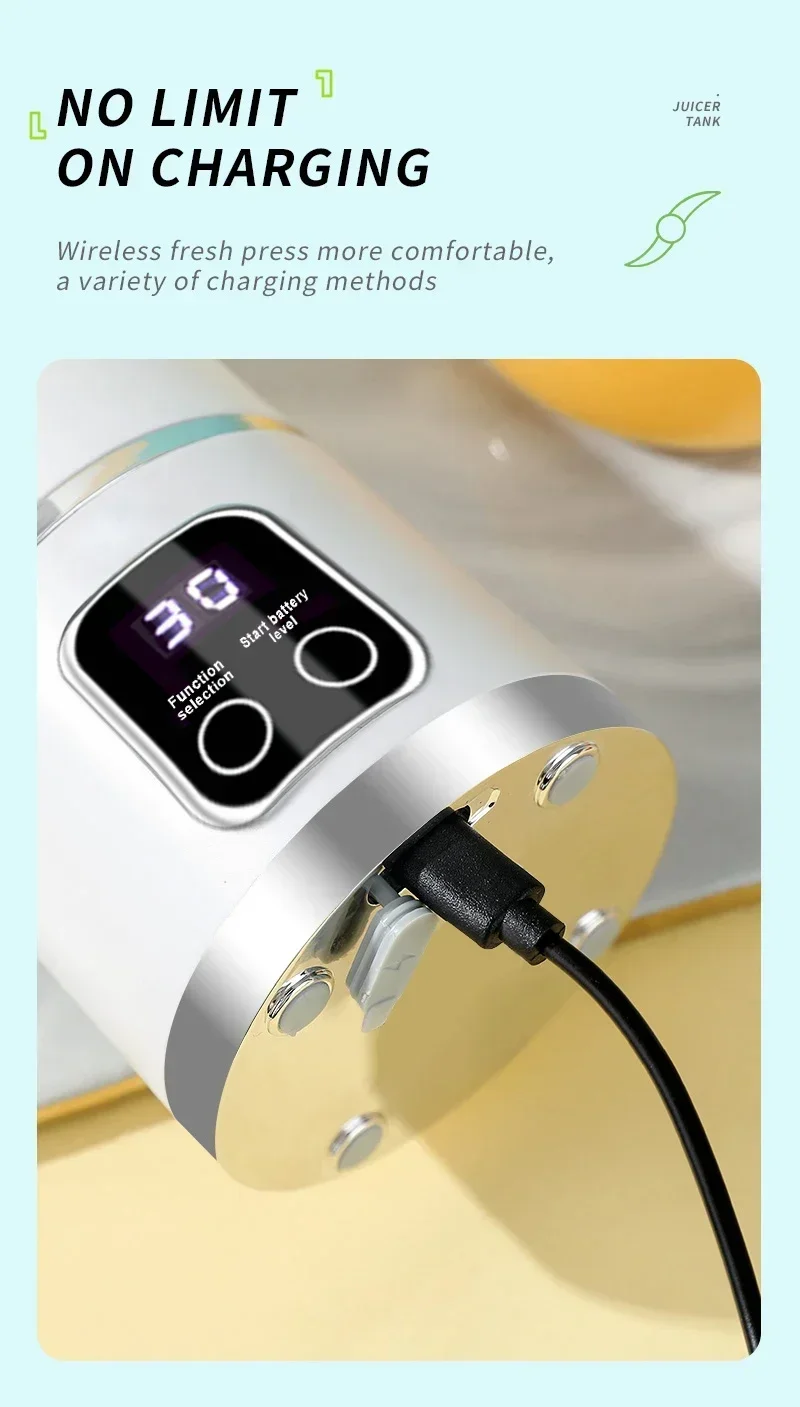 Blender Juicer Portable Electric Juicer 450ml 8 Blades Travel Juicer Machine Chargeable Shakes Smoothie Blenders Fresh Juice Cup