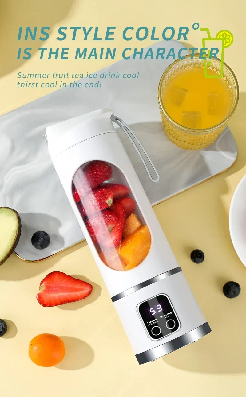Blender Juicer Portable Electric Juicer 450ml 8 Blades Travel Juicer Machine Chargeable Shakes Smoothie Blenders Fresh Juice Cup