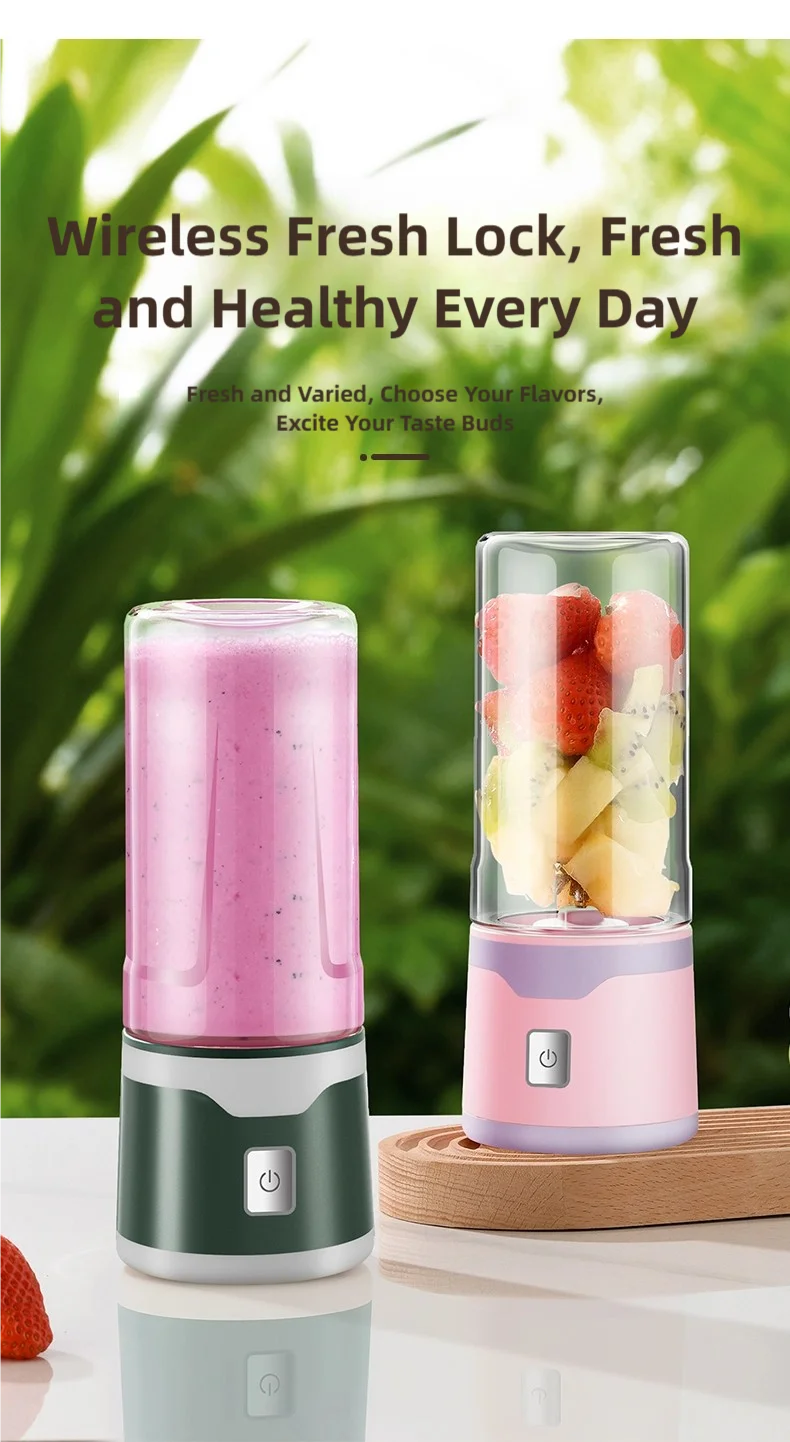 TINSOL Portable Electric Blender 450ml USB Rechargeable Juicer Blender Suitable for Milkshakes, Juice, and Small Food Processing