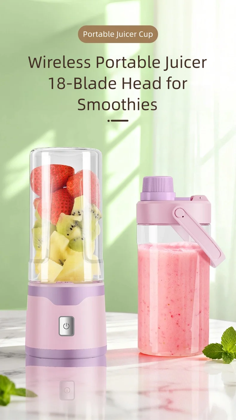 TINSOL Portable Electric Blender 450ml USB Rechargeable Juicer Blender Suitable for Milkshakes, Juice, and Small Food Processing