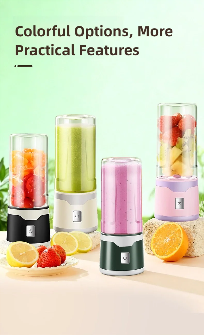 TINSOL Portable Electric Blender 450ml USB Rechargeable Juicer Blender Suitable for Milkshakes, Juice, and Small Food Processing