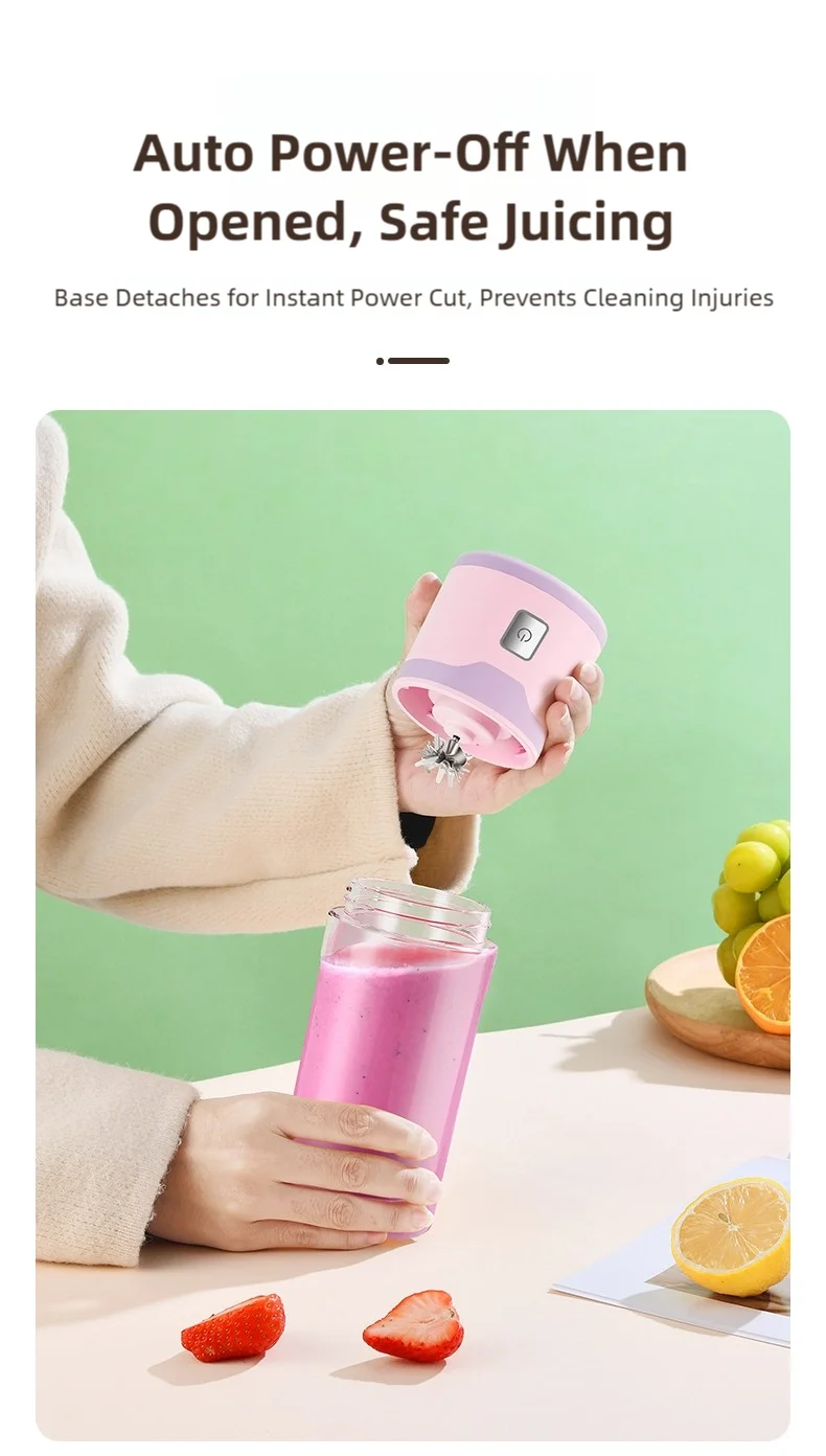 TINSOL Portable Electric Blender 450ml USB Rechargeable Juicer Blender Suitable for Milkshakes, Juice, and Small Food Processing