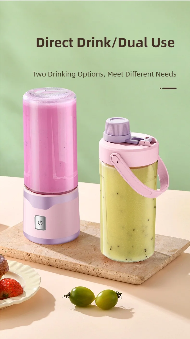 TINSOL Portable Electric Blender 450ml USB Rechargeable Juicer Blender Suitable for Milkshakes, Juice, and Small Food Processing