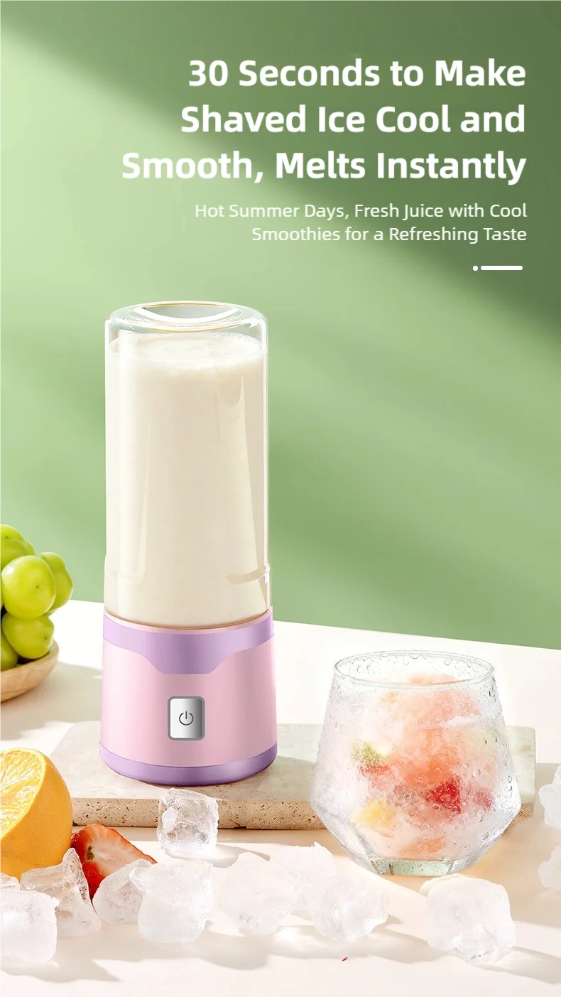 TINSOL Portable Electric Blender 450ml USB Rechargeable Juicer Blender Suitable for Milkshakes, Juice, and Small Food Processing