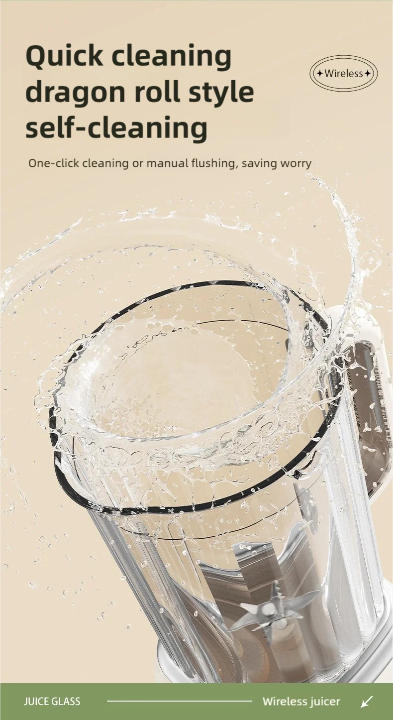 TINSOL New Household Multi-functional Blender with 3000mAh Large-capacity Battery, Ten Blades Extractor Kitchen Utensils