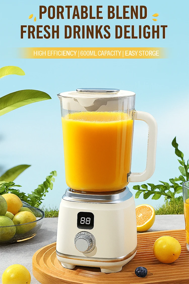 Portable Cordless Blender With 3000mAh Battery, 600ml Juicer Cup, Type-C Charging, Self-Cleaning Smoothie Maker For Travel