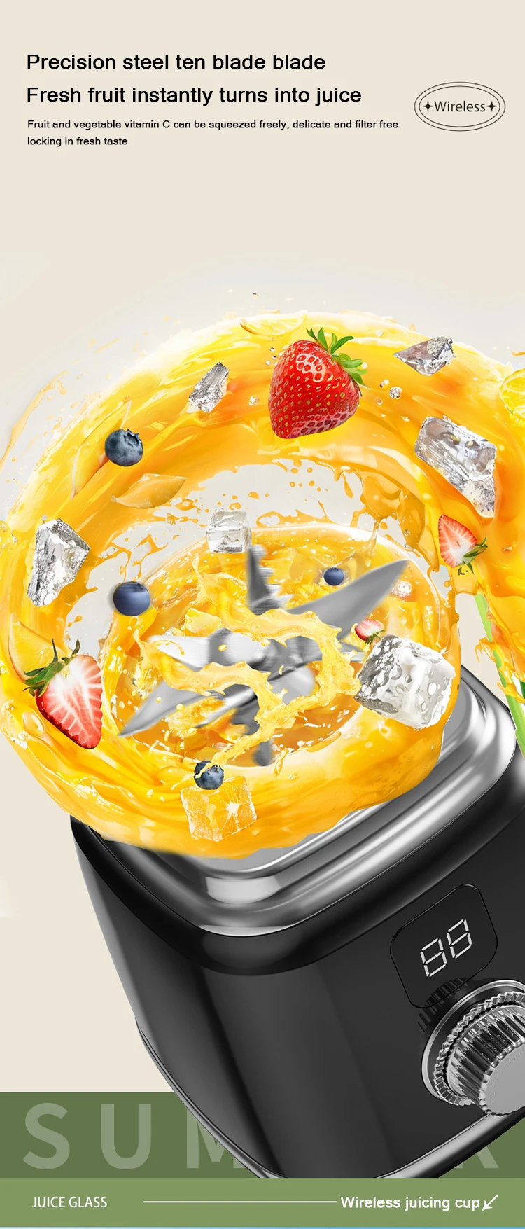 Portable Cordless Blender With 3000mAh Battery, 600ml Juicer Cup, Type-C Charging, Self-Cleaning Smoothie Maker For Travel