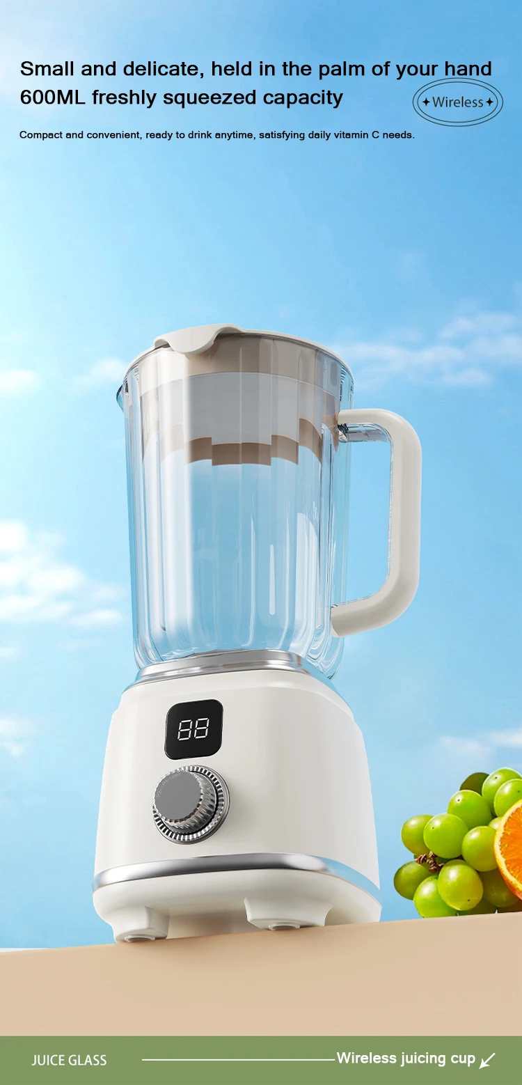 Portable Cordless Blender With 3000mAh Battery, 600ml Juicer Cup, Type-C Charging, Self-Cleaning Smoothie Maker For Travel