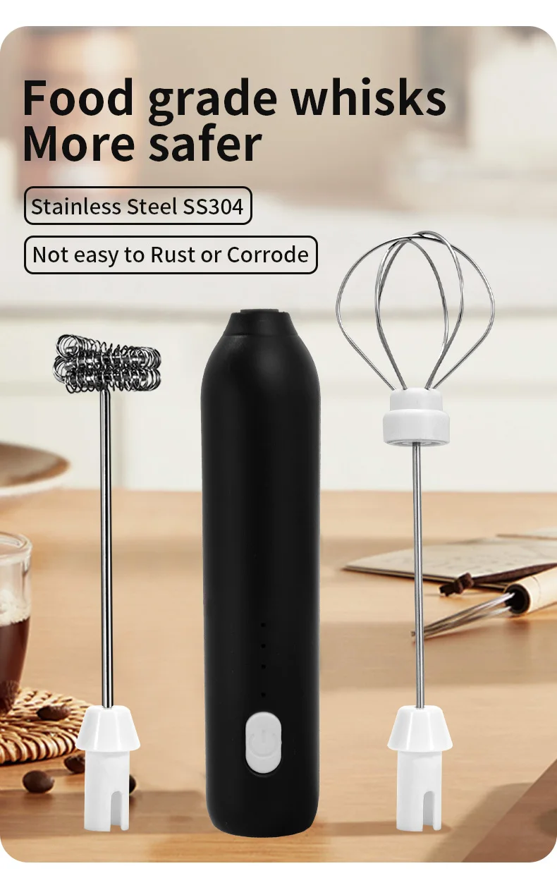 UPGRADED Electric Coffee Frother/MILK Whisk+Egg Beater MINI Food Blender USB Rechargeable Handheld Three Speeds Espresso Tools