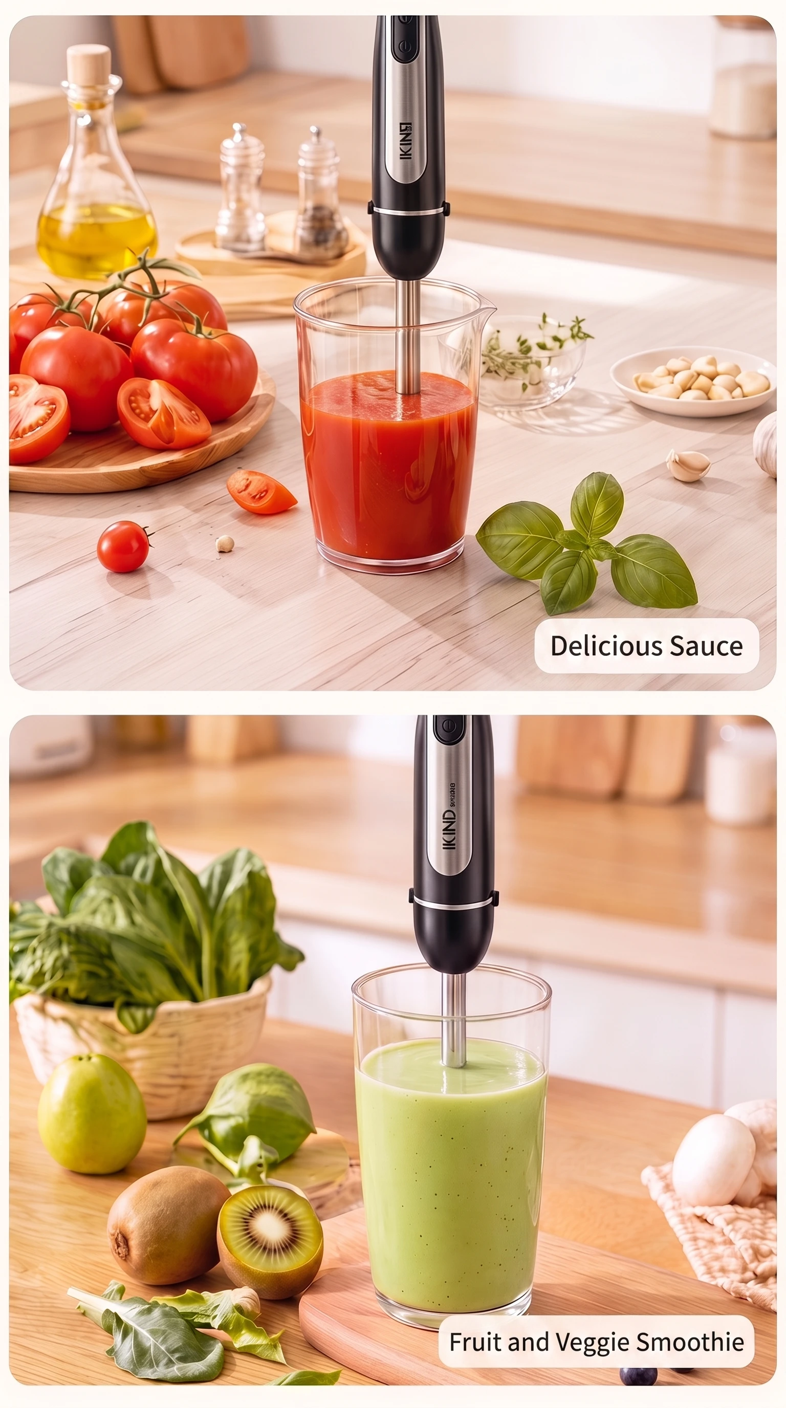 1000W 12 Speed Immersion Hand Blender 4 IN 1 Multifunctional Electric Stick Blender for Kitchen Cooking Baking Baby Food Smoothi