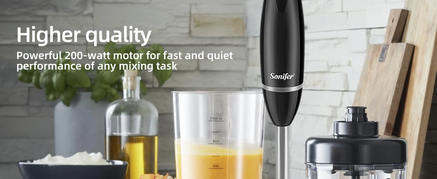 Hand Blender Sonifer SF-8055 200W Immersion Blender Stainless Steel Blade Detachable Rod Pure Copper Motor for Kitchen