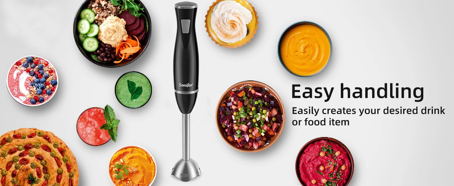Hand Blender Sonifer SF-8055 200W Immersion Blender Stainless Steel Blade Detachable Rod Pure Copper Motor for Kitchen