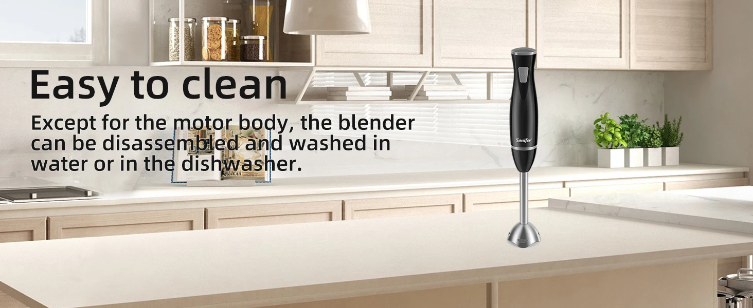 Hand Blender Sonifer SF-8055 200W Immersion Blender Stainless Steel Blade Detachable Rod Pure Copper Motor for Kitchen