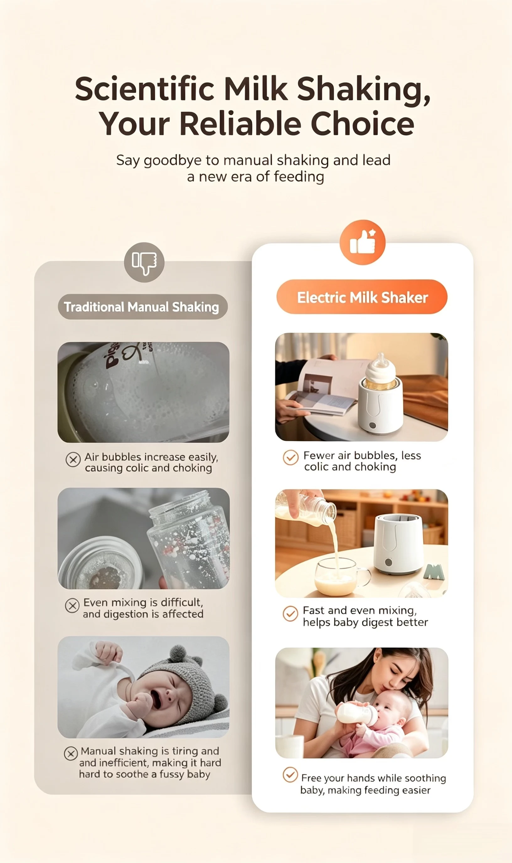 Electric Baby Bottle Milk Shaker, USB Smart Formula Mixer, Automatic Infant Milk Foam Maker, Baby Milk Blender for Milk Powder