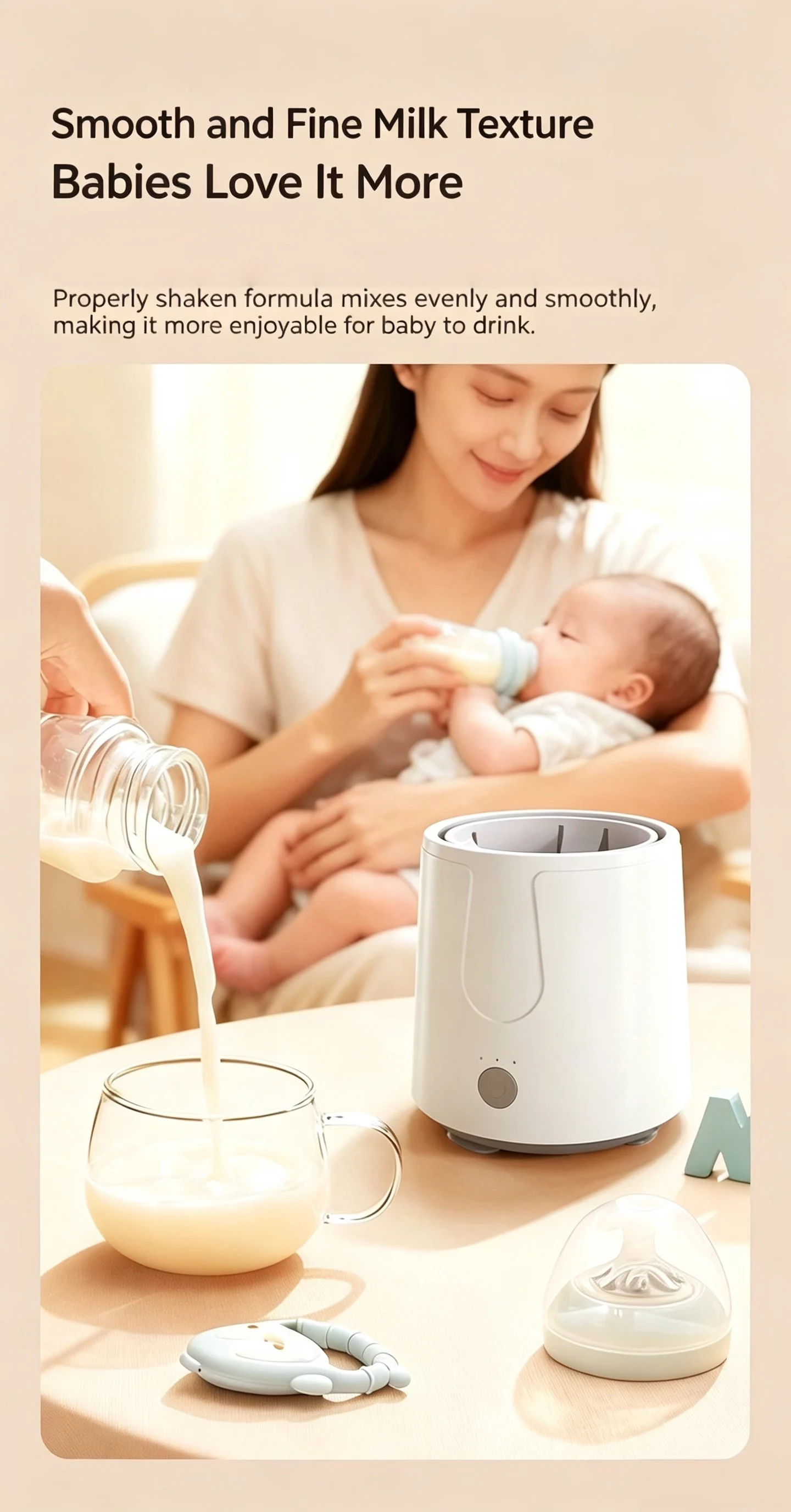 Electric Baby Bottle Milk Shaker, USB Smart Formula Mixer, Automatic Infant Milk Foam Maker, Baby Milk Blender for Milk Powder