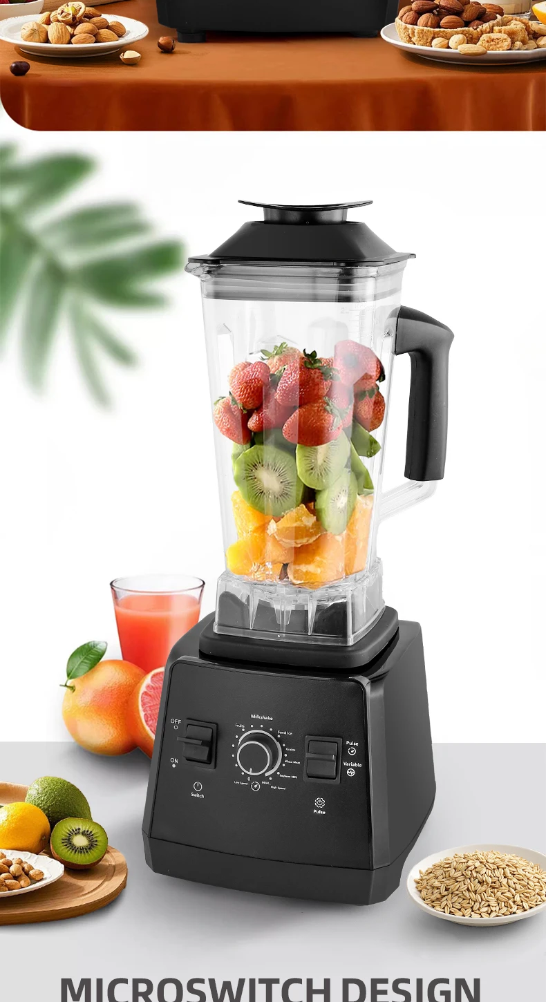 220V Heavy Duty Commercial Blender Juicer Fruit Mixer Professional High Power Food Processor Ice Smoothies BPA Free 2L Jar