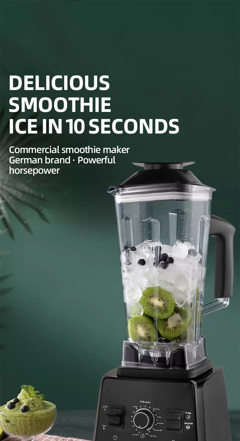 220V Heavy Duty Commercial Blender Juicer Fruit Mixer Professional High Power Food Processor Ice Smoothies BPA Free 2L Jar