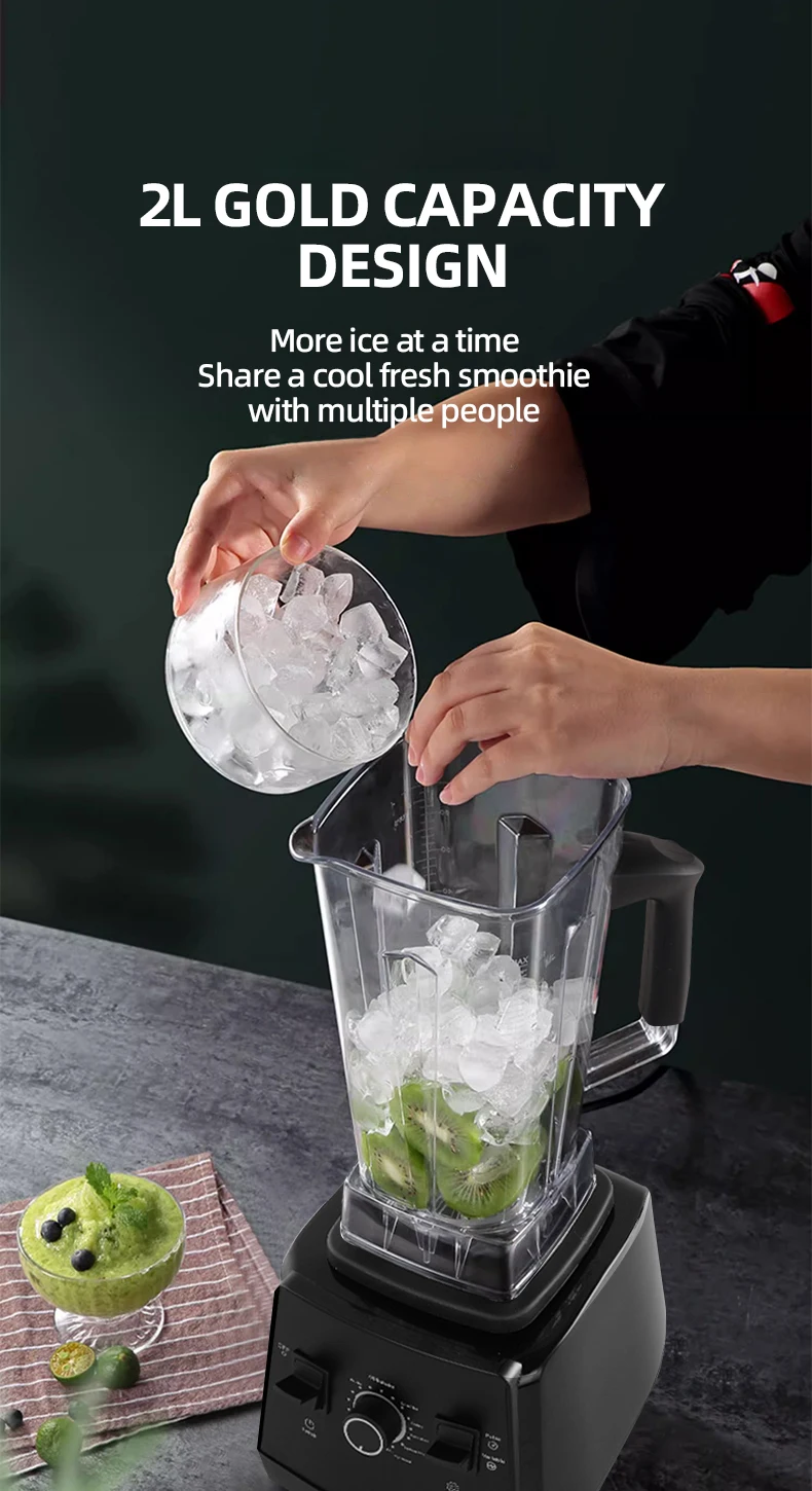 220V Heavy Duty Commercial Blender Juicer Fruit Mixer Professional High Power Food Processor Ice Smoothies BPA Free 2L Jar