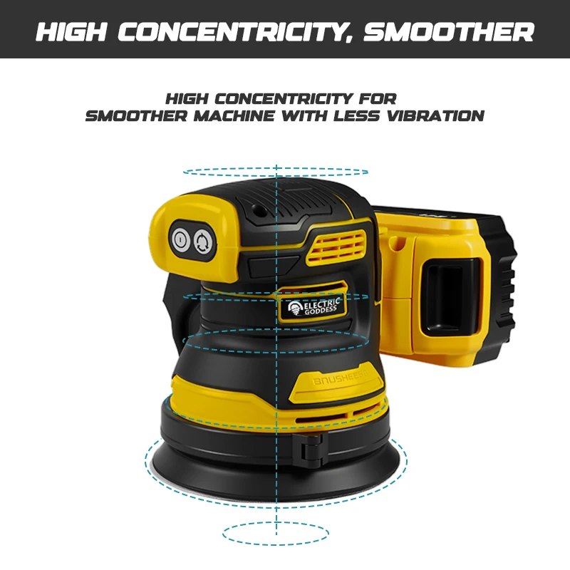 Electric Goddess Brushless Sander Disc 8000rpm For Dewalt 20V Battery Cordless Woodworking Sanding Putty Polishing Power Tool 