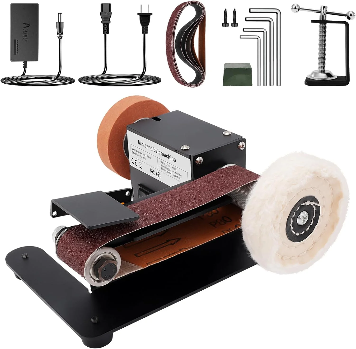 Stand Belt Sander, 350W Stationary Grinder Adjustable Angle Micro Electric Belt Sander with 10-Piece Sanding Belts