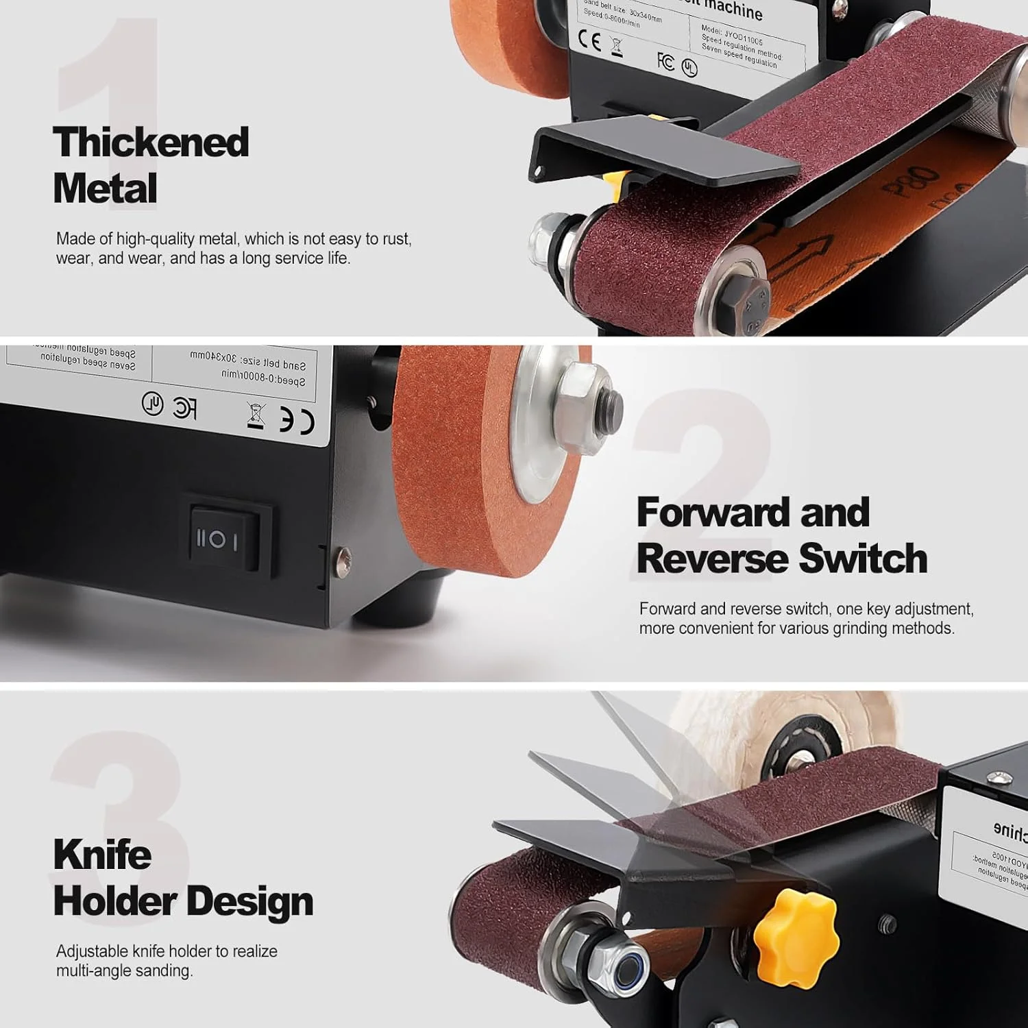 Stand Belt Sander, 350W Stationary Grinder Adjustable Angle Micro Electric Belt Sander with 10-Piece Sanding Belts