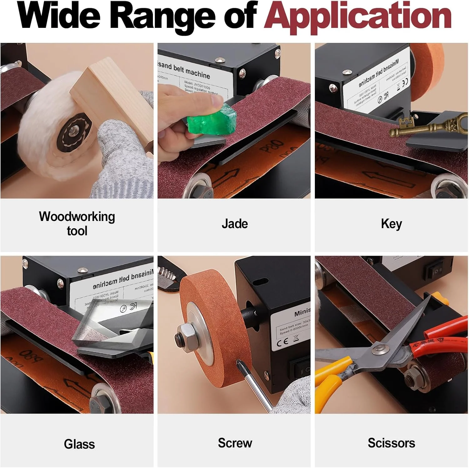 Stand Belt Sander, 350W Stationary Grinder Adjustable Angle Micro Electric Belt Sander with 10-Piece Sanding Belts