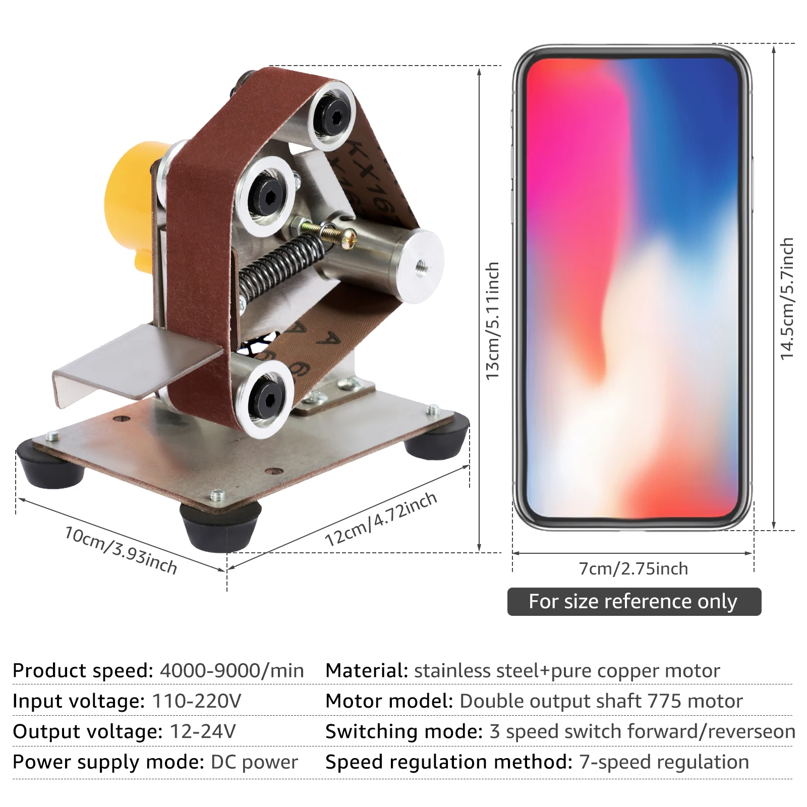Mini Belt Grinding Machine Tool Sharpening Machine Sanding Grinding Electric Multifunctional Sander Polisher Machine Adjustable