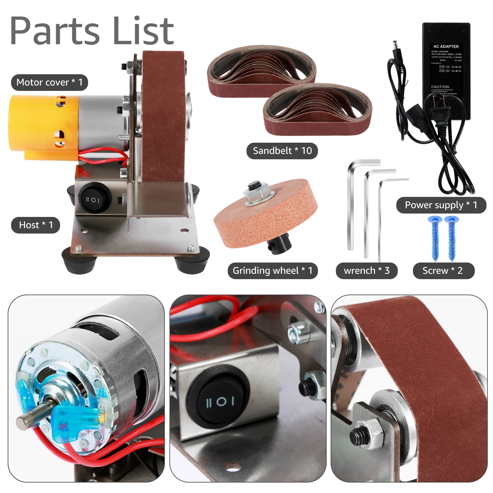 Mini Belt Grinding Machine Tool Sharpening Machine Sanding Grinding Electric Multifunctional Sander Polisher Machine Adjustable