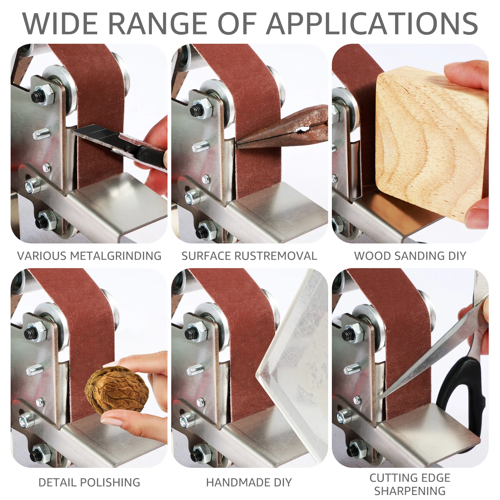 Mini Belt Grinding Machine Tool Sharpening Machine Sanding Grinding Electric Multifunctional Sander Polisher Machine Adjustable