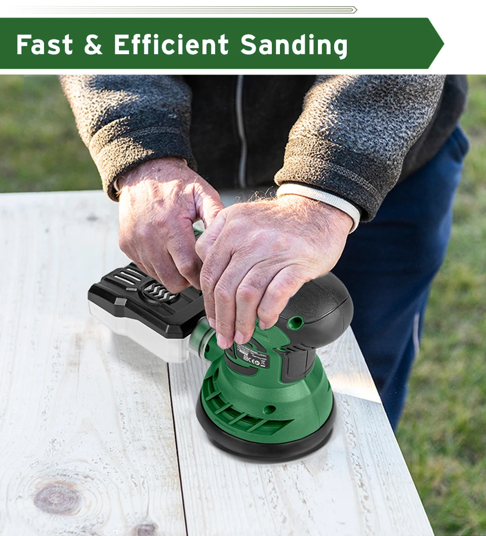 400W Electric Sander Machine 230V with 7-Speed Transmission 125mm Sanding Pad Dust Collector And 21pcs Sandpapers PROSTORMER